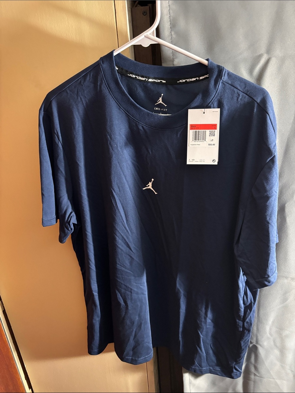 Jordan Navy Short-Sleeve Tee with White Jumpman Logo